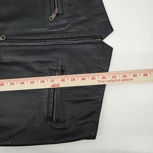 Express Compagnie International Marque Deposee Black Leather Vest Women's Large - Picture 7 of 7